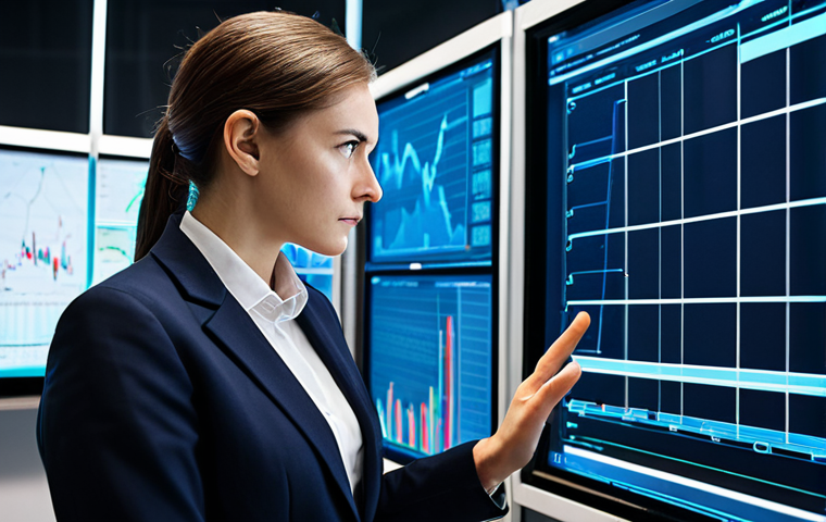 A focused logistics professional, mid-shot, in a modern, well-lit control room. The individual is male or female, wearing a modest business suit, looking intently at multiple large screens displaying complex data visualizations, charts, and real-time logistics metrics. The overall atmosphere is strategic and analytical, with soft, futuristic lighting. The image emphasizes data-driven decision-making, perfect anatomy, correct proportions, natural pose, well-formed hands, proper finger count, natural body proportions, fully clothed, modest clothing, appropriate attire, professional dress, safe for work, appropriate content, professional, high quality, detailed, realistic.
