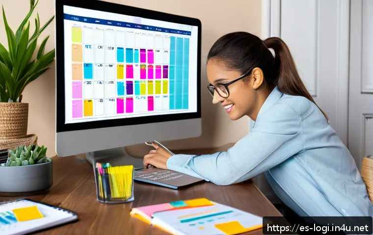 물류정보관리사 시험 준비를 위한 체크리스트 - A focused young adult studying at a modern desk in a cozy, well-lit room with a laptop, digital cale...